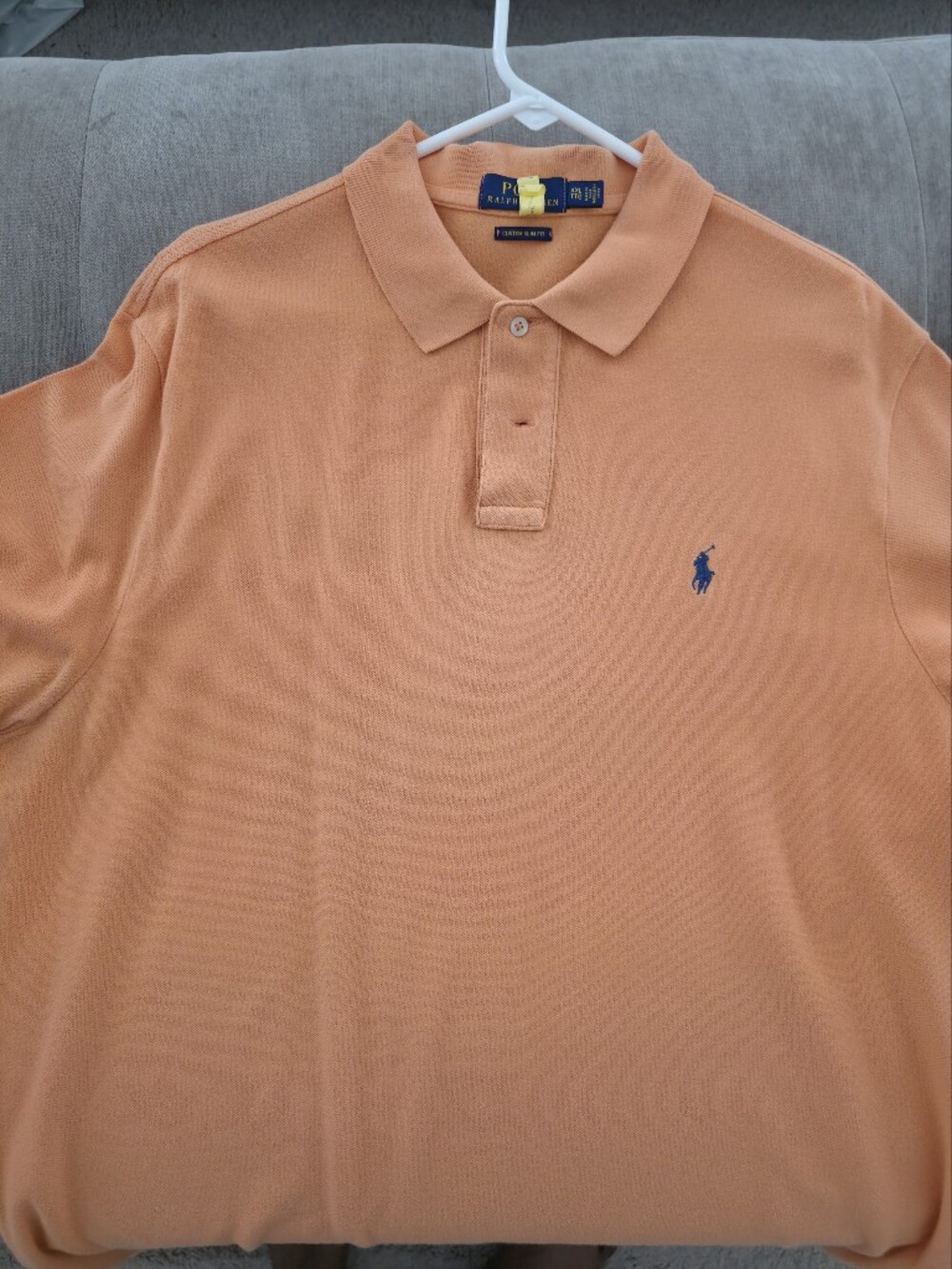 Polo by Ralph Lauren Men's Polo in Peach with Navy Logo
